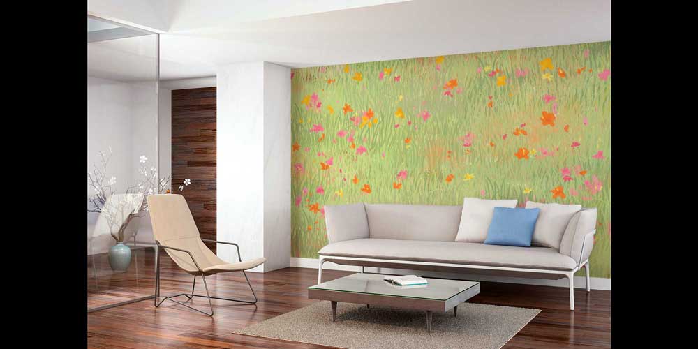 Sanatsal Çayır Çiçekleri Desenli Botanik Duvar Kağıdı 4260