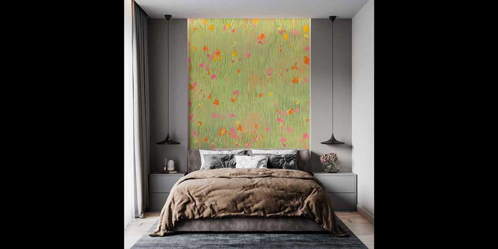 Sanatsal Çayır Çiçekleri Desenli Botanik Duvar Kağıdı 4260