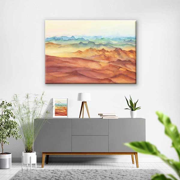 Pastel Tonlu Katmanlı Dağ Manzarası Kanvas Tablo 4384
