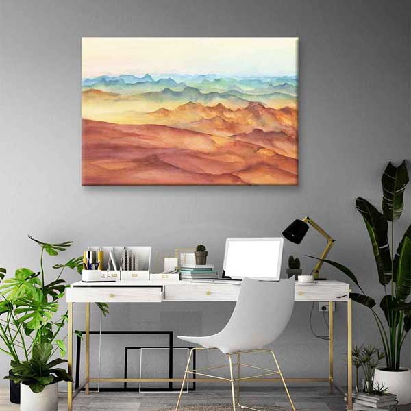Pastel Tonlu Katmanlı Dağ Manzarası Kanvas Tablo 4384
