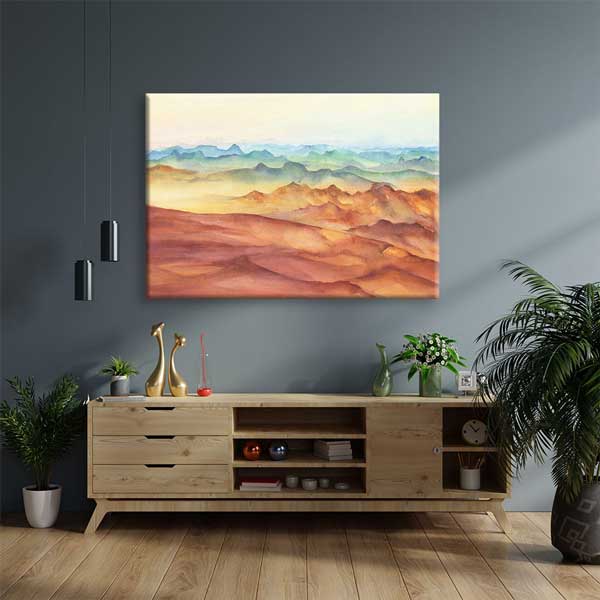 Pastel Tonlu Katmanlı Dağ Manzarası Kanvas Tablo 4384