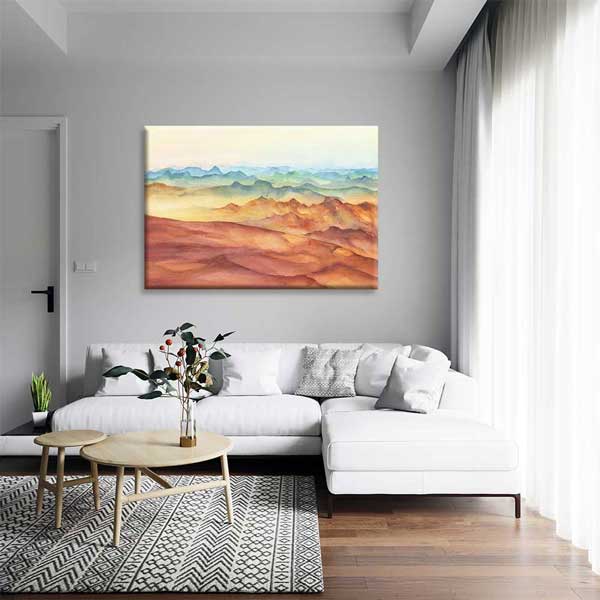 Pastel Tonlu Katmanlı Dağ Manzarası Kanvas Tablo 4384