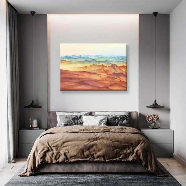 Pastel Tonlu Katmanlı Dağ Manzarası Kanvas Tablo 4384