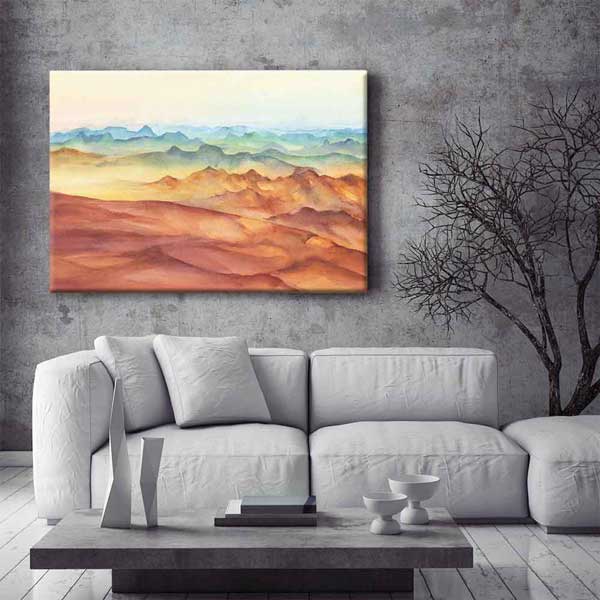Pastel Tonlu Katmanlı Dağ Manzarası Kanvas Tablo 4384