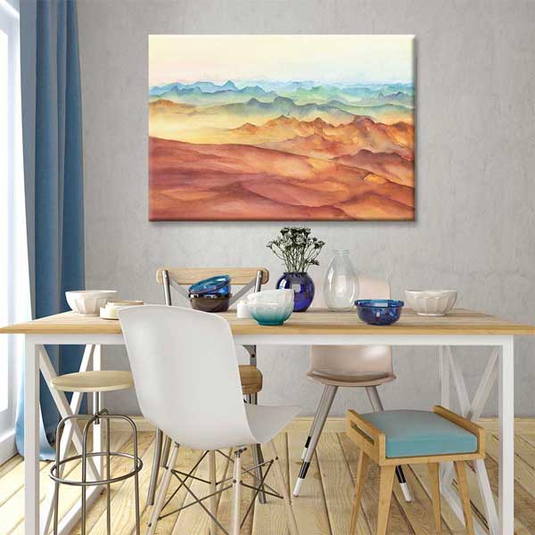 Pastel Tonlu Katmanlı Dağ Manzarası Kanvas Tablo 4384