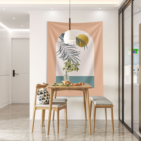 Minimal Tropikal Yaprak ve Güneş Tasarımlı Duvar Örtüsü 6282