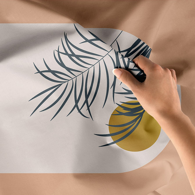 Minimal Tropikal Yaprak ve Güneş Tasarımlı Duvar Örtüsü 6282