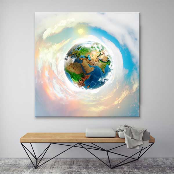 Bulutlar Arasında Dünya Küresi Duvar Tablosu - Gezegenimizi Koruyalım – B-716