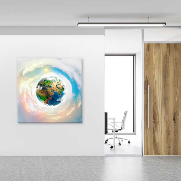 Bulutlar Arasında Dünya Küresi Duvar Tablosu - Gezegenimizi Koruyalım – B-716