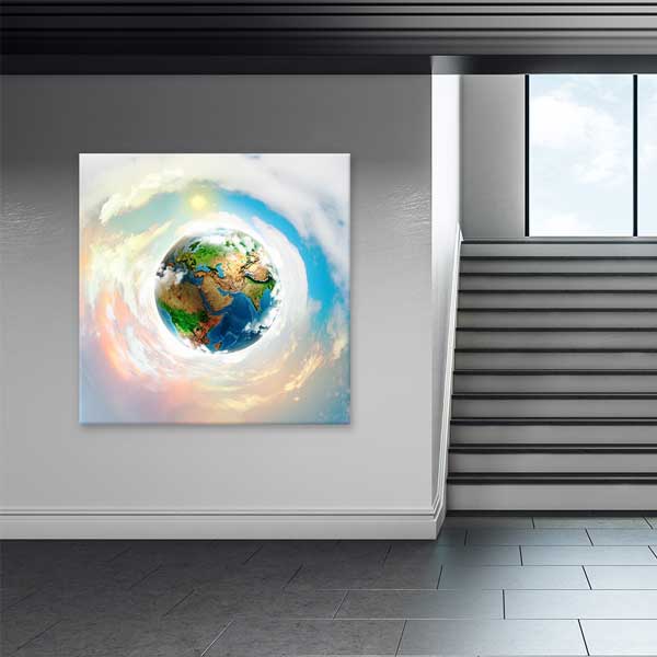 Bulutlar Arasında Dünya Küresi Duvar Tablosu - Gezegenimizi Koruyalım – B-716