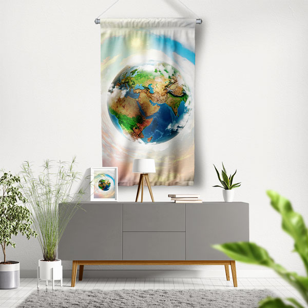 "Save The Earth & Go Green" Temalı Dünya Tasarrufu Duvar Flaması 8101