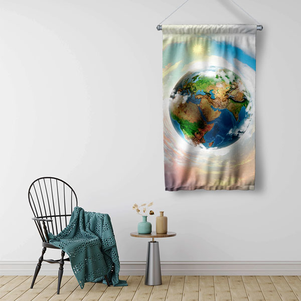 "Save The Earth & Go Green" Temalı Dünya Tasarrufu Duvar Flaması 8101