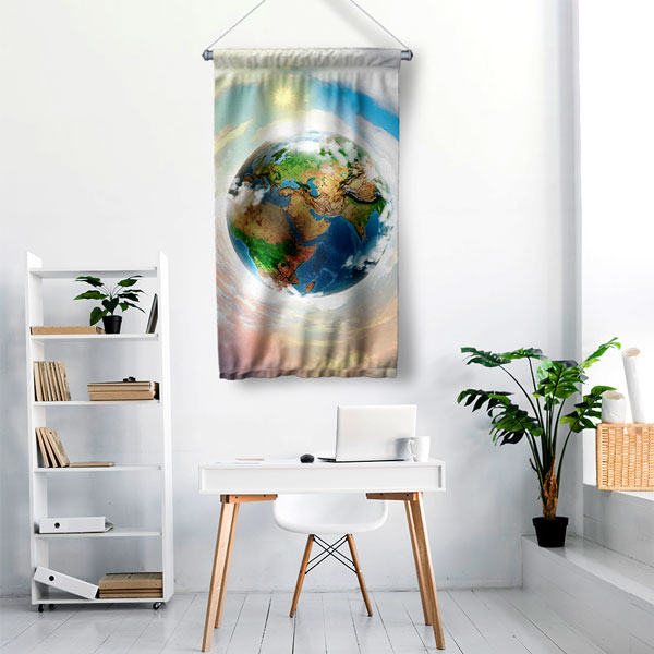 "Save The Earth & Go Green" Temalı Dünya Tasarrufu Duvar Flaması 8101