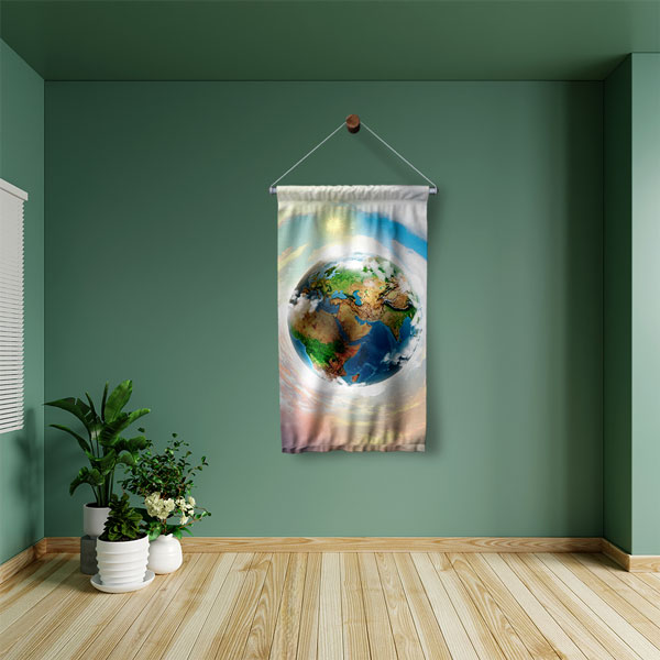 "Save The Earth & Go Green" Temalı Dünya Tasarrufu Duvar Flaması 8101