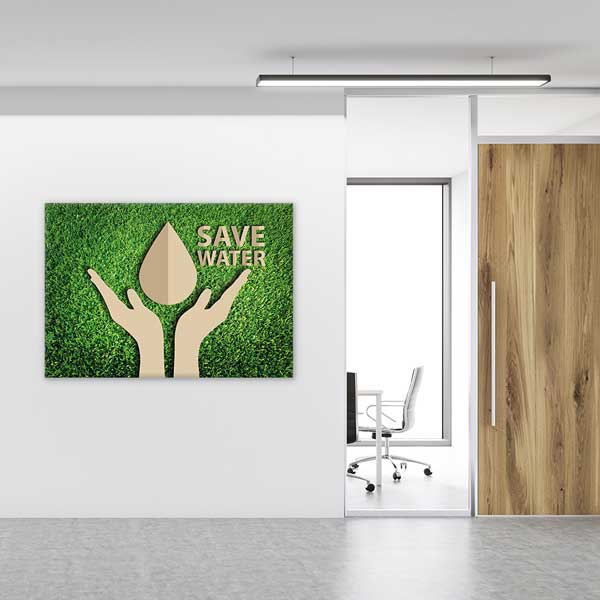 "Save Water" Su Damlası Duvar Tablosu - Su Tasarrufu ve Çevre Bilinci – 3372