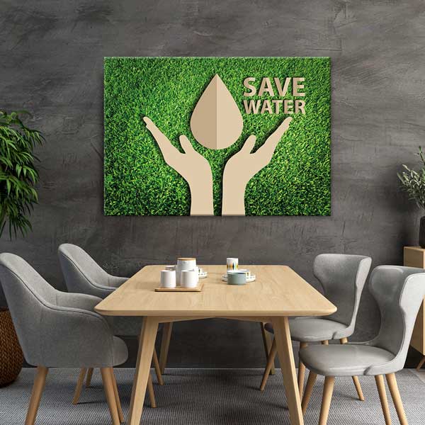 "Save Water" Su Damlası Duvar Tablosu - Su Tasarrufu ve Çevre Bilinci – 3372