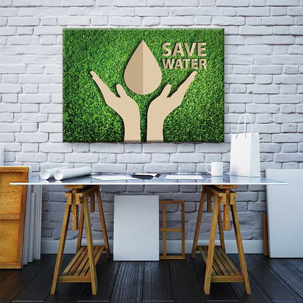 "Save Water" Su Damlası Duvar Tablosu - Su Tasarrufu ve Çevre Bilinci – 3372