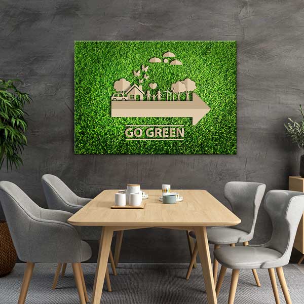 save-world-wall-decor-3362-02 "Go Green" Çevre Dostu Yaşam Duvar Tablosu - Sürdürülebilir Dekor – 3362
