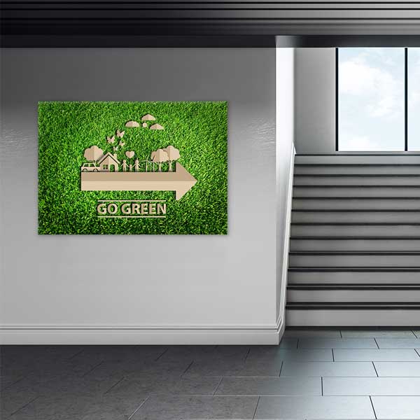 save-world-wall-decor-3362-03 "Go Green" Çevre Dostu Yaşam Duvar Tablosu - Sürdürülebilir Dekor – 3362