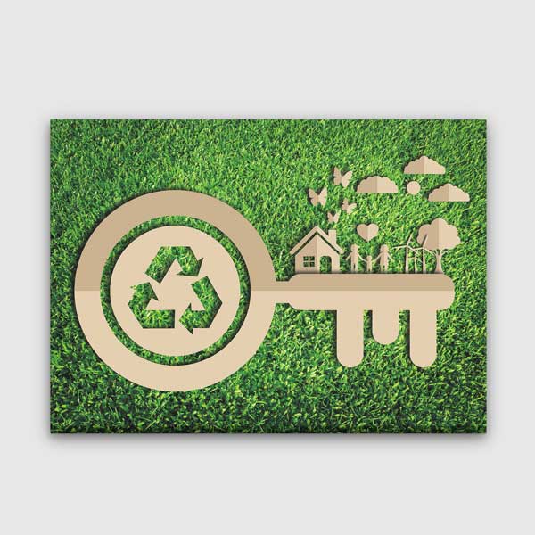 Çevre Dostu Yaşam Anahtarı Duvar Tablosu - Geri Dönüşüm Temalı Dekor – 3363