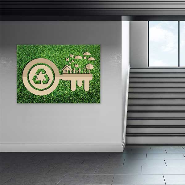 Çevre Dostu Yaşam Anahtarı Duvar Tablosu - Geri Dönüşüm Temalı Dekor – 3363