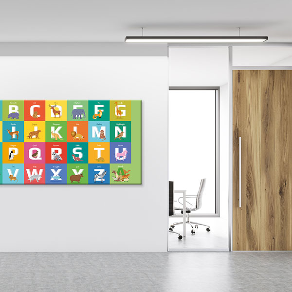 Bu renkli ve eğitici duvar tablosu çocuklara alfabeyi 10384