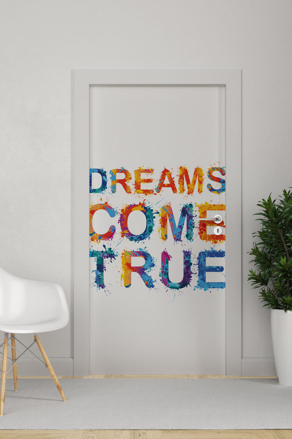 İngilizce "Hayaller Gerçekleşir" Motivasyon Kapı Giydirmesi 8736
