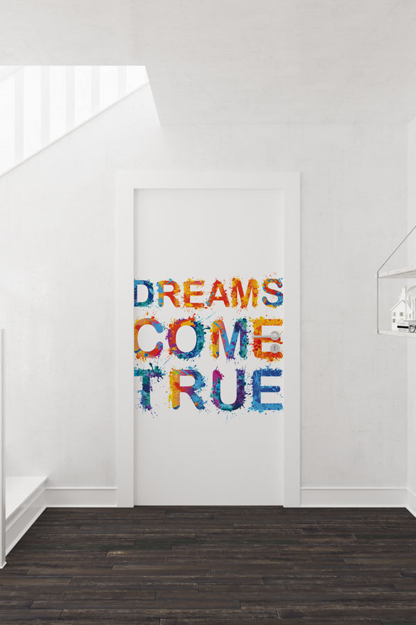 İngilizce "Hayaller Gerçekleşir" Motivasyon Kapı Giydirmesi 8736