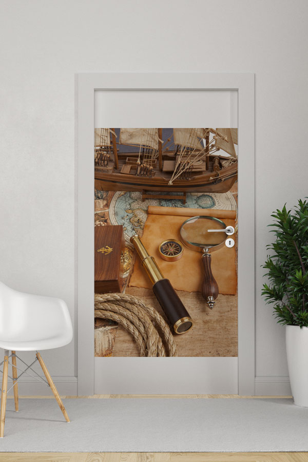 school-class-door-art-8798-0 Antik Harita ve Keşif Temalı Kapı Giydirme - Tarih ve Coğrafya Sınıfları 8798