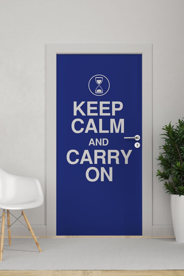 "KEEP CALM AND CARRY ON" Temalı Okul ve Ofis Kapı Giydirme 8676