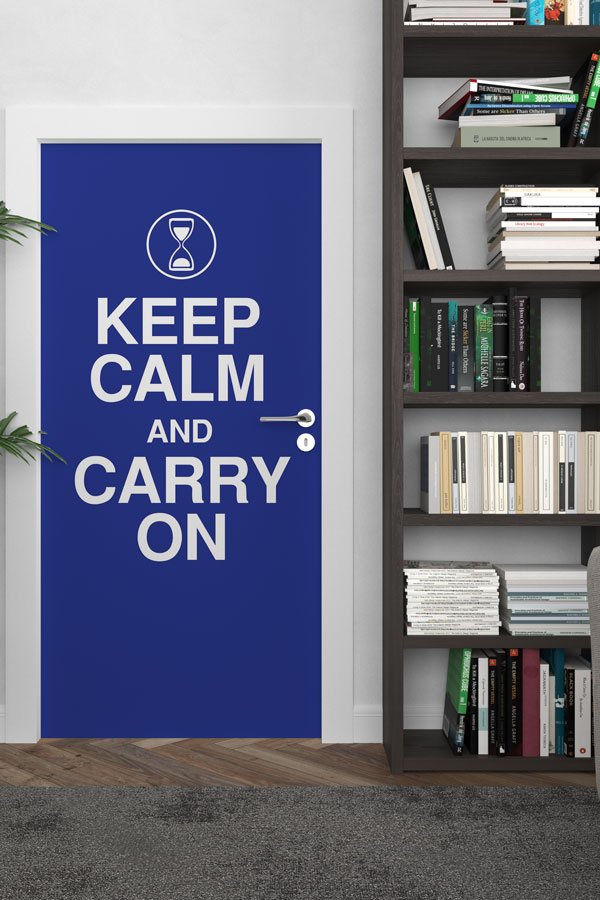 "KEEP CALM AND CARRY ON" Temalı Okul ve Ofis Kapı Giydirme 8676