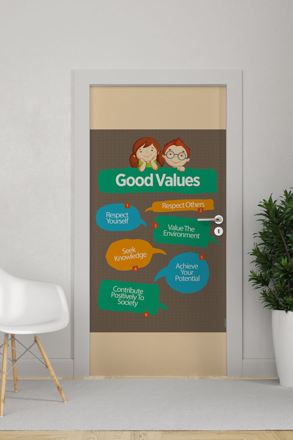 school-class-door-decor-8719-0 İngilizce İyi Değerler Kapı Giydirmesi 8719