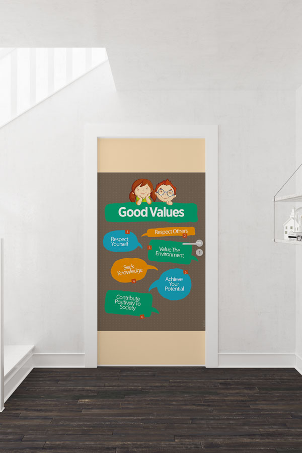 school-class-door-decor-8719-01 İngilizce İyi Değerler Kapı Giydirmesi 8719