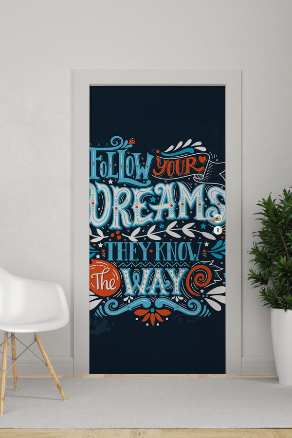 school-class-door-decor-8733-0 İngilizce "Hayallerini Takip Et" Motivasyon Kapı Giydirmesi 8733