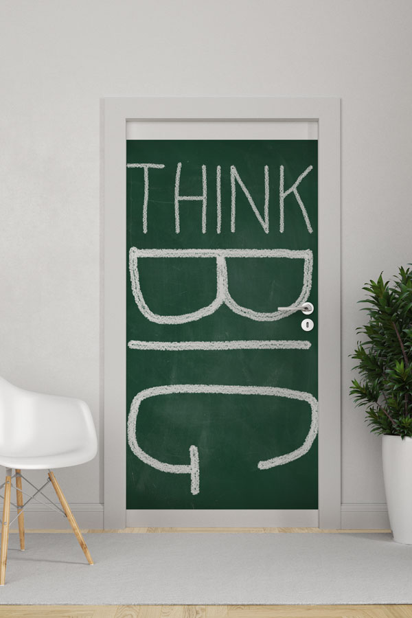 Kara Tahta Efektli "Think Big" İngilizce Sınıf Kapı Giydirme 8774