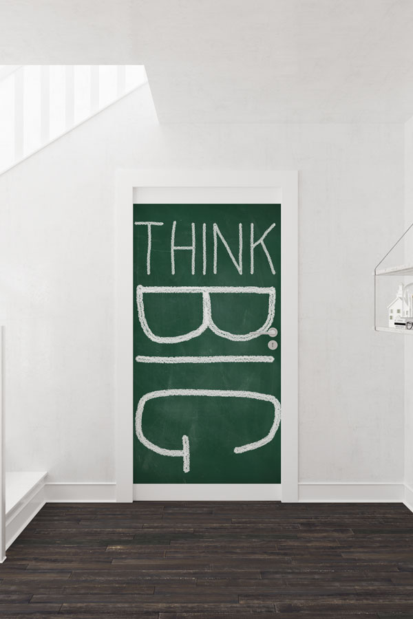 Kara Tahta Efektli "Think Big" İngilizce Sınıf Kapı Giydirme 8774