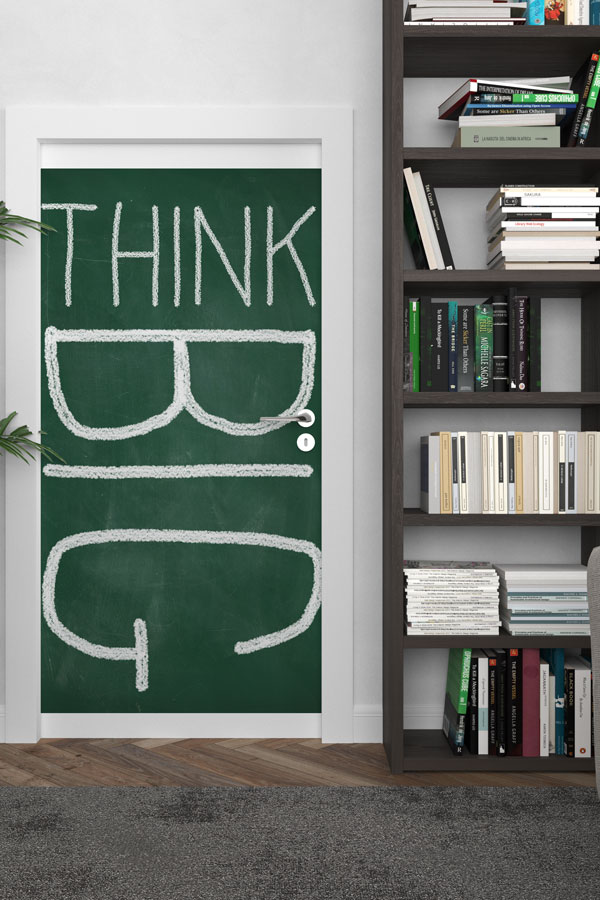 Kara Tahta Efektli "Think Big" İngilizce Sınıf Kapı Giydirme 8774