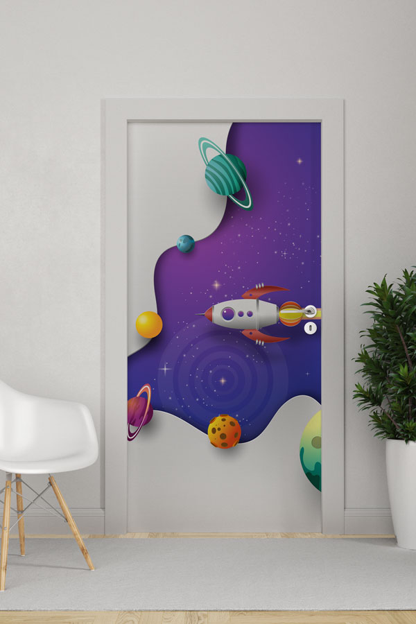 "Galaktik Macera: Gezegenler ve Roket" Kapı Giydirme 9203