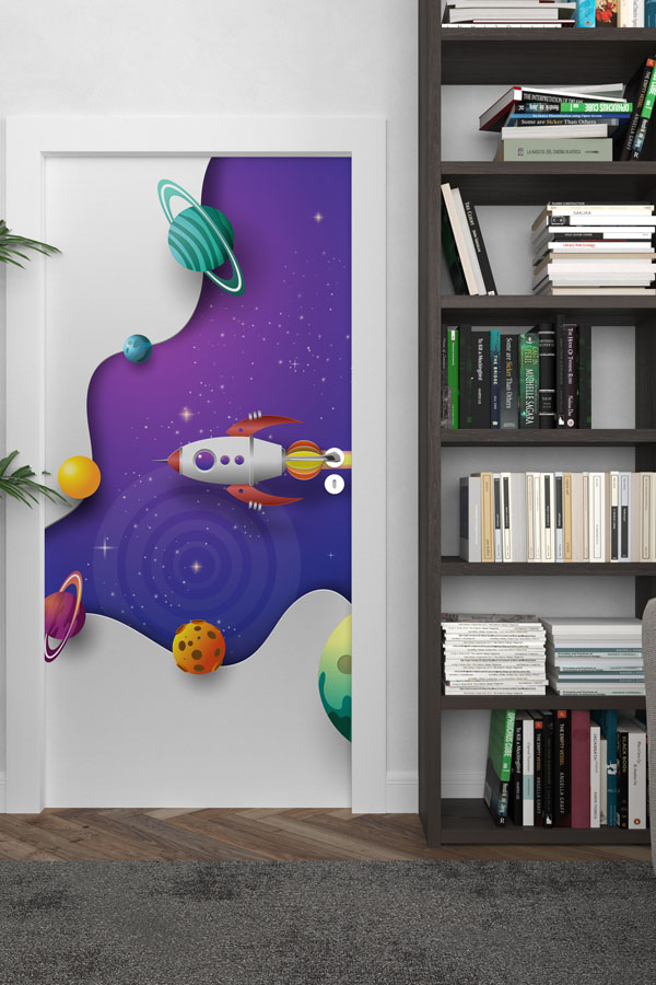 "Galaktik Macera: Gezegenler ve Roket" Kapı Giydirme 9203