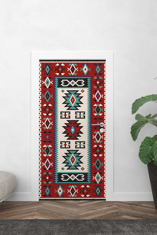 Anadolu Kilim Desenli Geleneksel Motifli Kapı Giydirme 9875