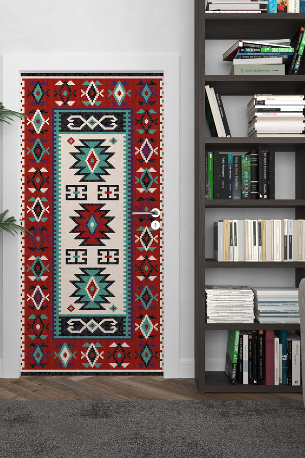 Anadolu Kilim Desenli Geleneksel Motifli Kapı Giydirme 9875