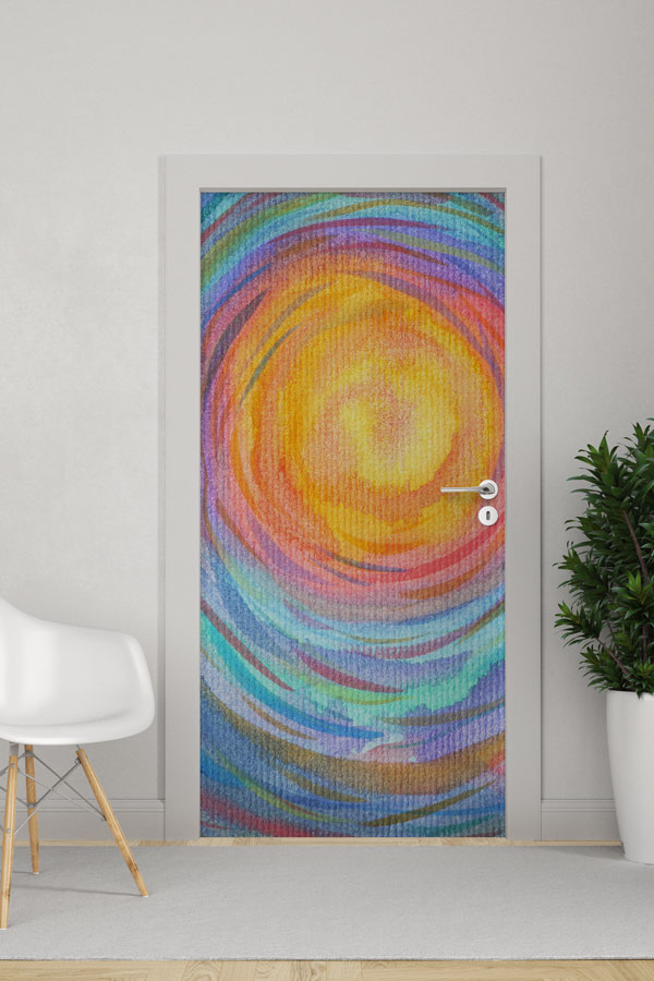 Soyut Renkli Halka Temalı Kapı Giydirme 8558