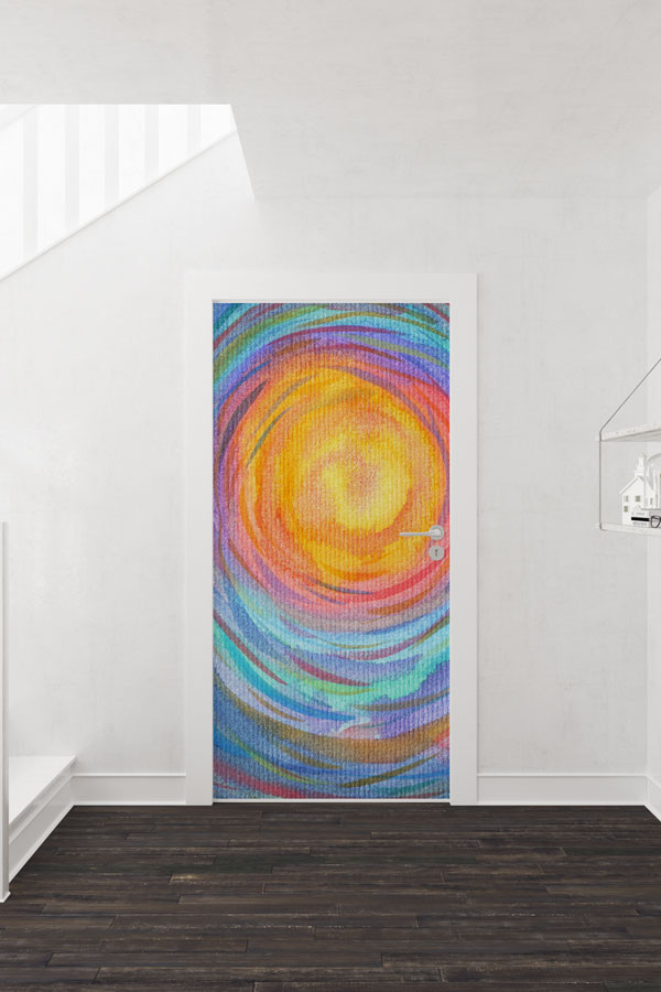 Soyut Renkli Halka Temalı Kapı Giydirme 8558