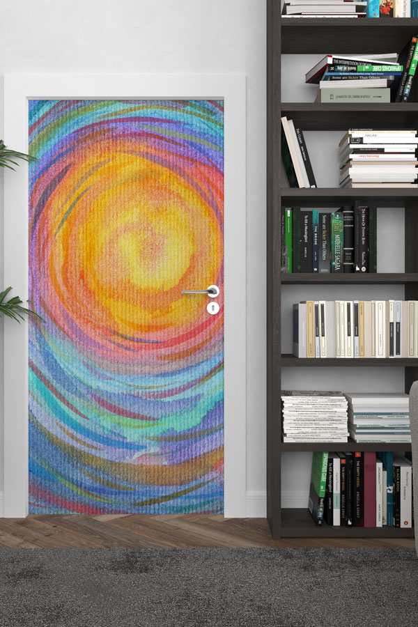 Soyut Renkli Halka Temalı Kapı Giydirme 8558