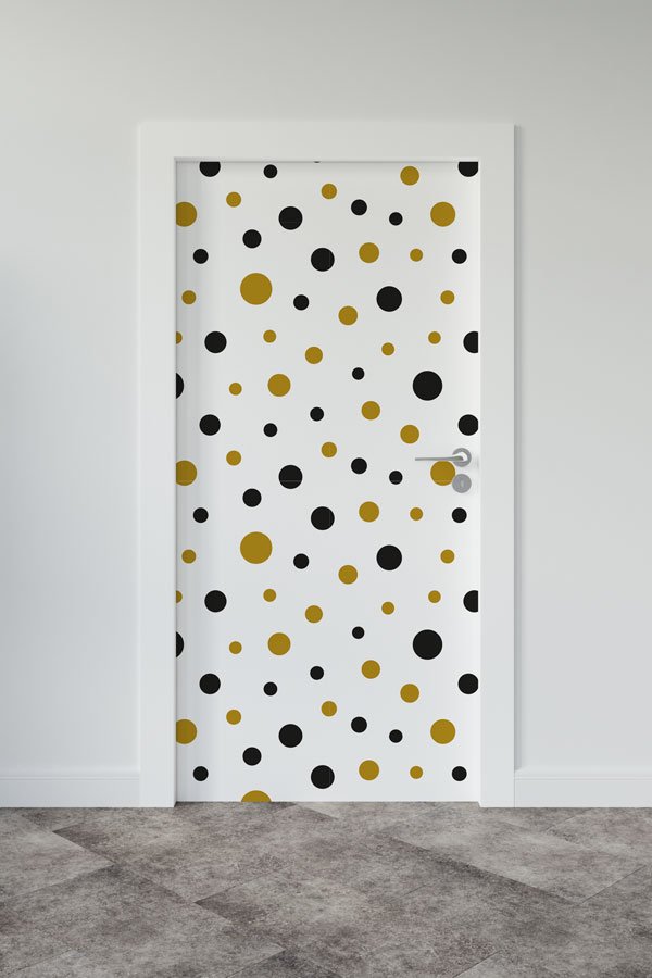 Puantiye Desenli Okul Kapı Giydirme 8636