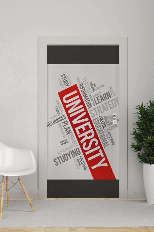 Üniversite Eğitim Temalı Kelime Bulutu Kapı Giydirmesi 8725