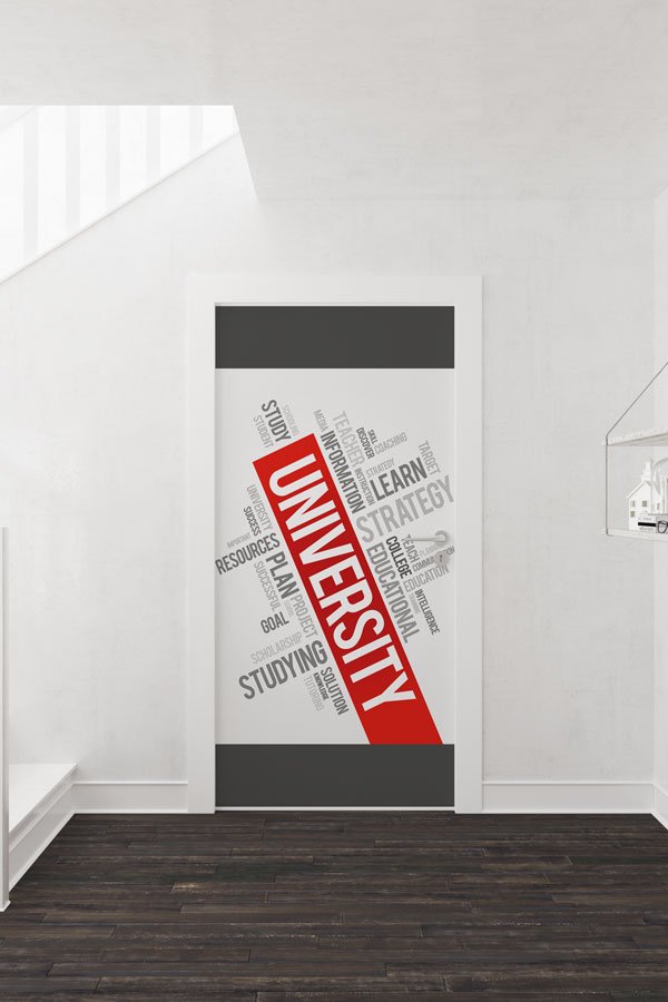 Üniversite Eğitim Temalı Kelime Bulutu Kapı Giydirmesi 8725