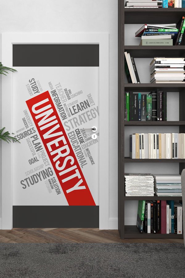 Üniversite Eğitim Temalı Kelime Bulutu Kapı Giydirmesi 8725