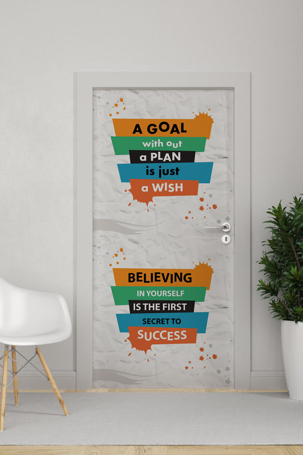 İngilizce Hedef ve İnanç Motivasyon Kapı Giydirmesi 8729