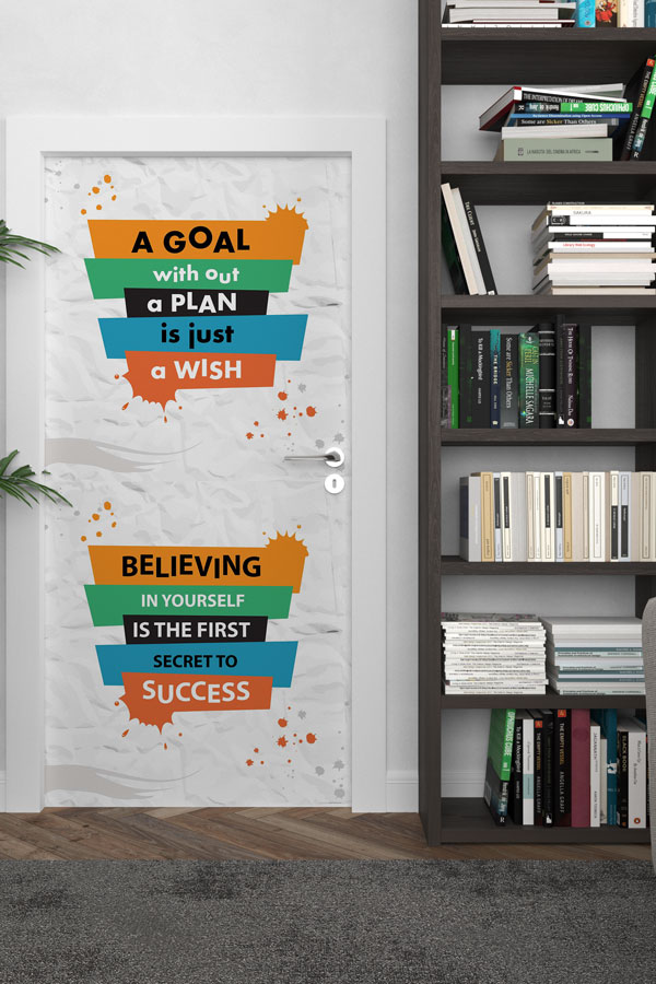 İngilizce Hedef ve İnanç Motivasyon Kapı Giydirmesi 8729